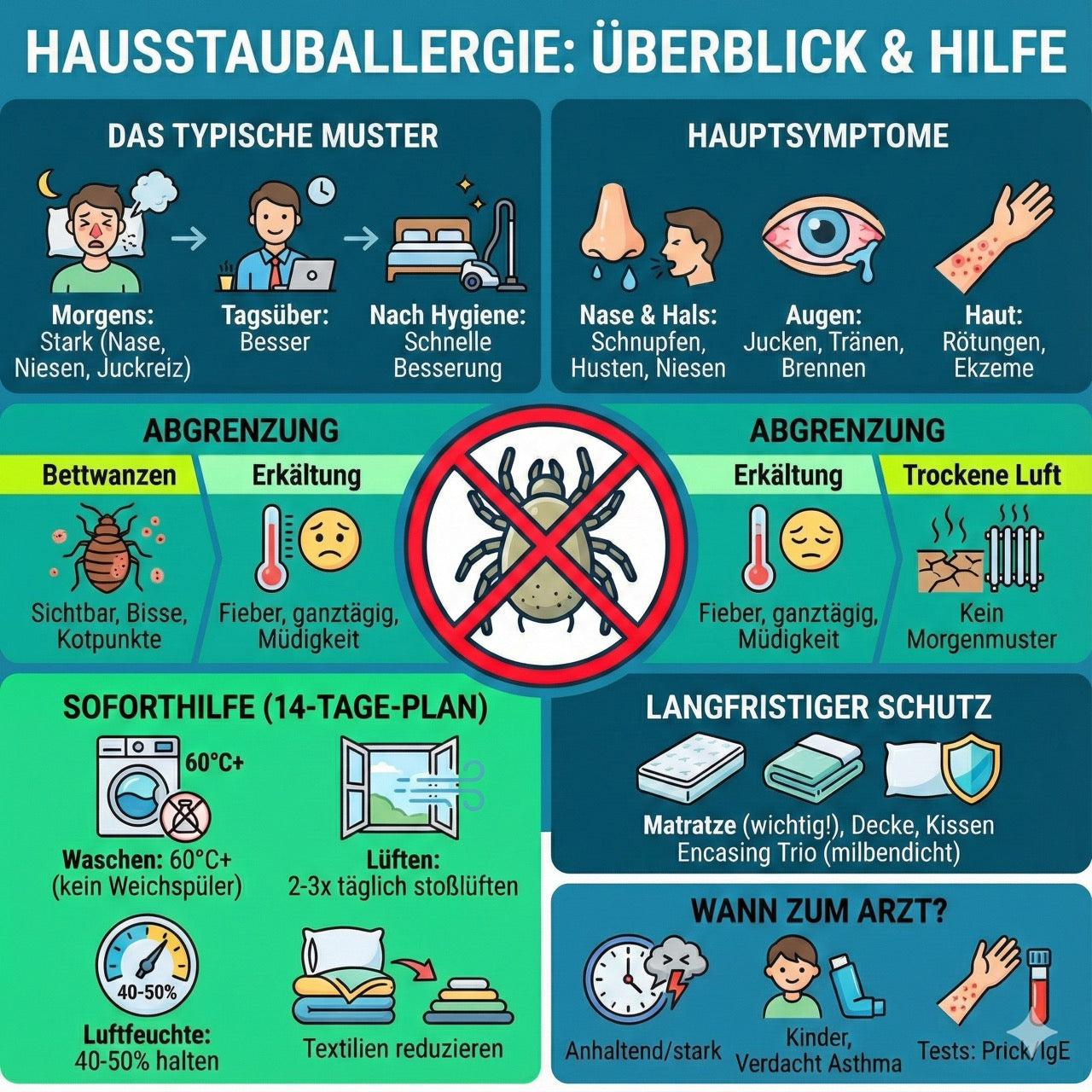 Hausstaubmilbenallergie erkennen: Symptome im Überblick