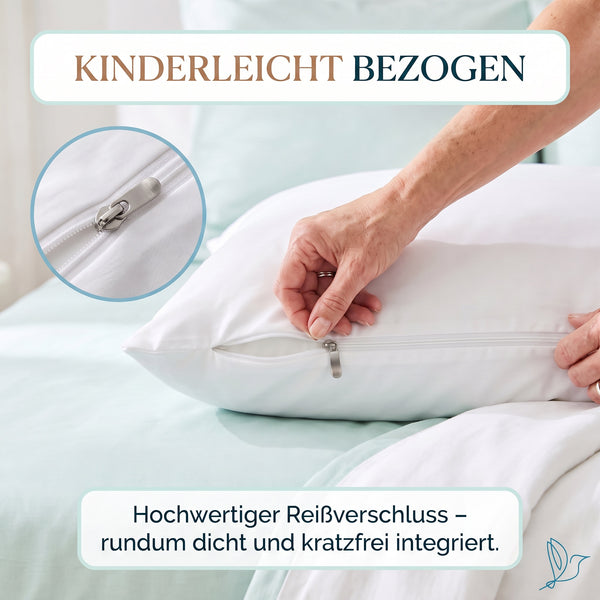 Encasing für Kopfkissen 2er Set – Milbenschutz für Allergiker | Bedding Bird Soft